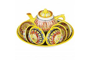 Набор чайный Риштанская керамика, 9 предметов, ЖЕЛТЫЙ