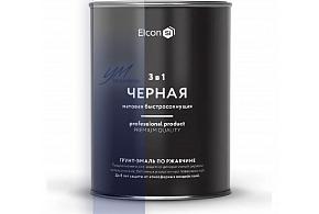 ЭЛКОН Грунт-эмаль по ржавчине 3в1 черная матовая 0,8кг