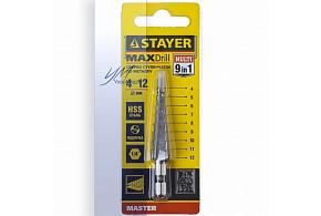 STAYER 4-12мм,9 ступеней,сталь HSS,ступенчатое сверло (29660-4-12-9)