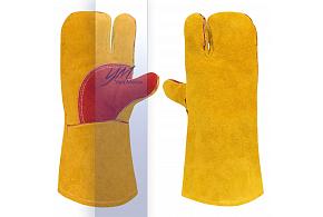 Краги СИБЕРИЯ спилок 3-х палые иск.мех швы Kevlar
