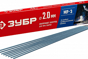 ЗУБР Д 2,0*300мм, 1 кг в коробке, МР-3 рутиловый, электрод сварочный (40011-2,0)