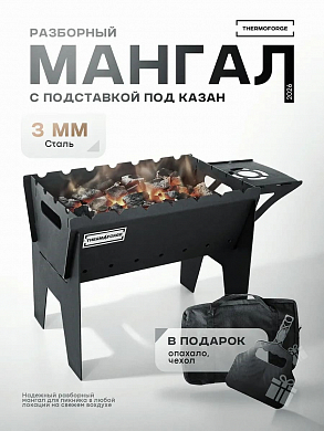 Мангал разборный с подставкой Крашеный+чехол+опахало