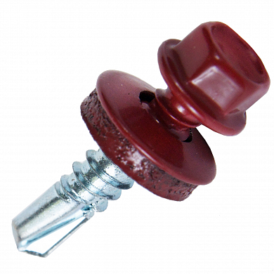 Саморез кровельный 5,5х25 RAL3005 красное вино (50шт)
