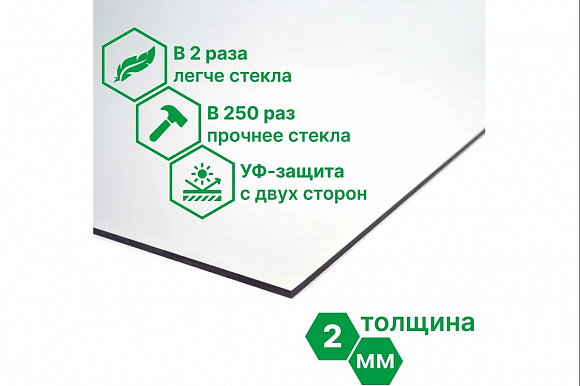 Монолитный поликарбонат 02мм 595*146 мм прозрачный Novattro
